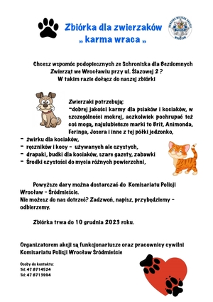 Wrocławscy policjanci organizują zbiórkę dla zwierzaków pn. “Karma wraca”