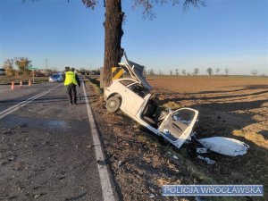 Niebezpieczne zdarzenie drogowe na DW nr 347 w gminie Kąty Wrocławskie