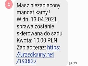 Fałszywy SMS od oszustów