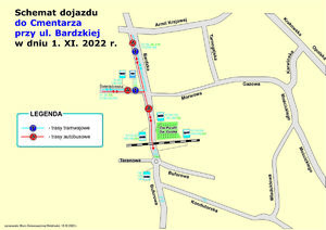 Mapa dojazdu na cmentarz przy ulicy Bardzkiej