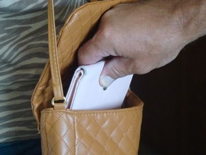 Zdjęcie poglądowe, na którym widać dłoń wyciągająca portfel z torebki damskiej