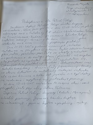 karta papieru na której jest napisane odręcznie podziekowanie