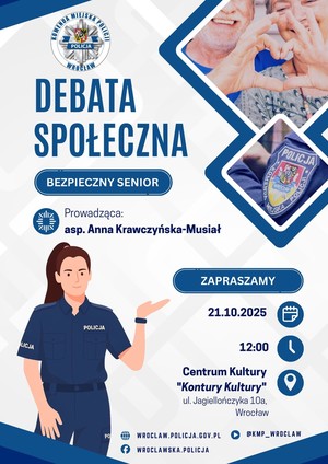 Debata społeczna pn. „Bezpieczny Senior” 21 październiki br. w Centrum Kultury "Kontury Kultury"